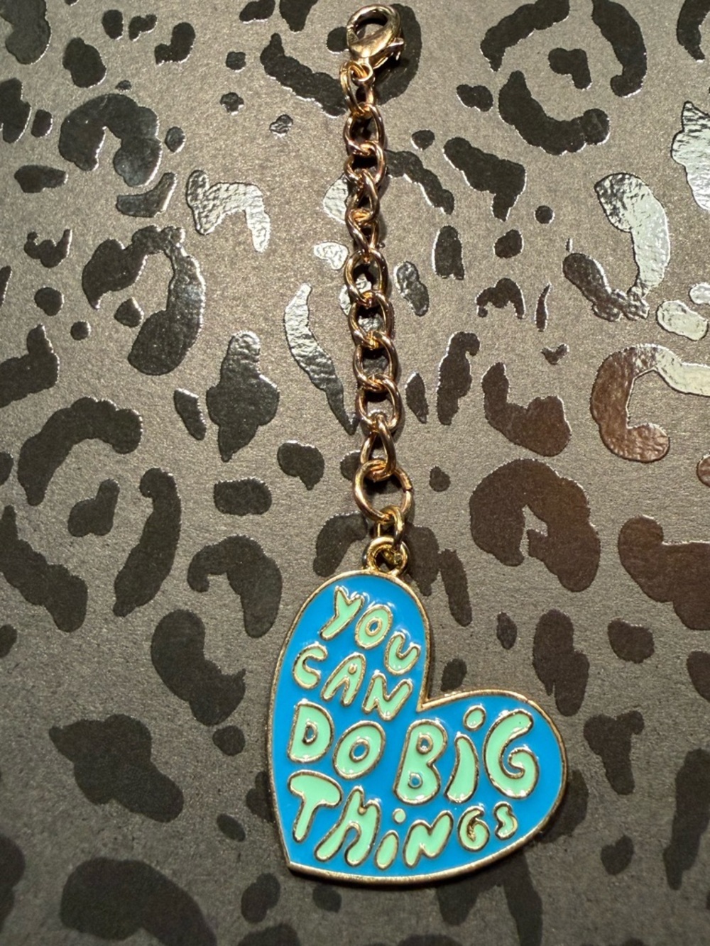“You Can Do Big Things” Keychain Blue Heart Motivational Affirmation Charm